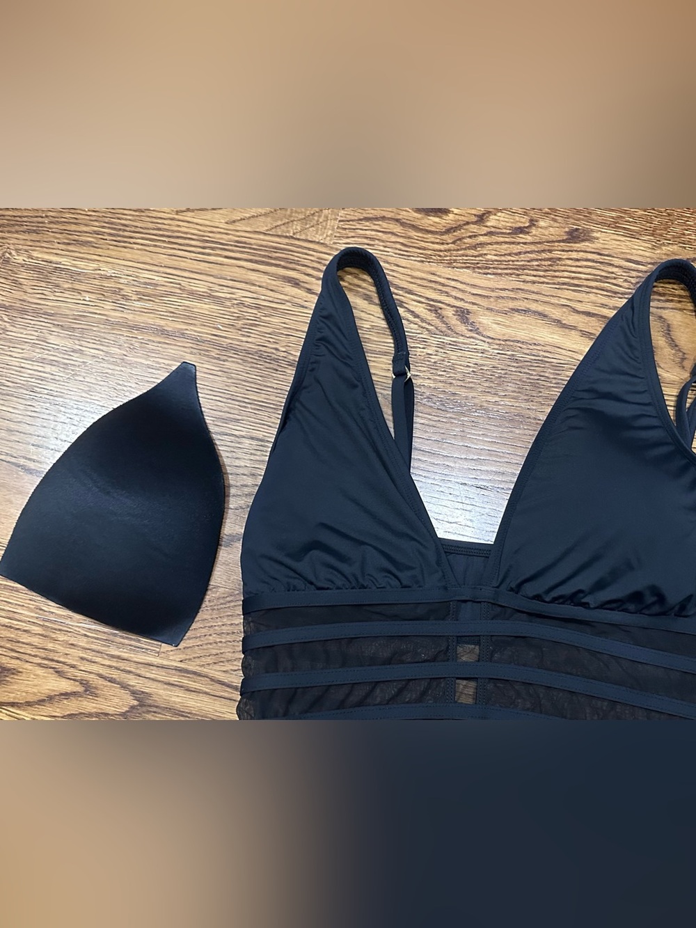 Like New! Black Mesh-Panel One-Piece Swimsuit, La Blanc, Size 14 - Picture 14 of 16